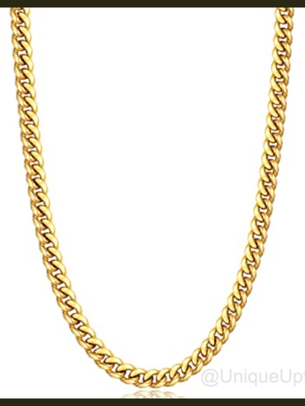 Cuban Link Chain Necklace 18K Gold Plated 316L Stainless Steel Mens 20 Inch